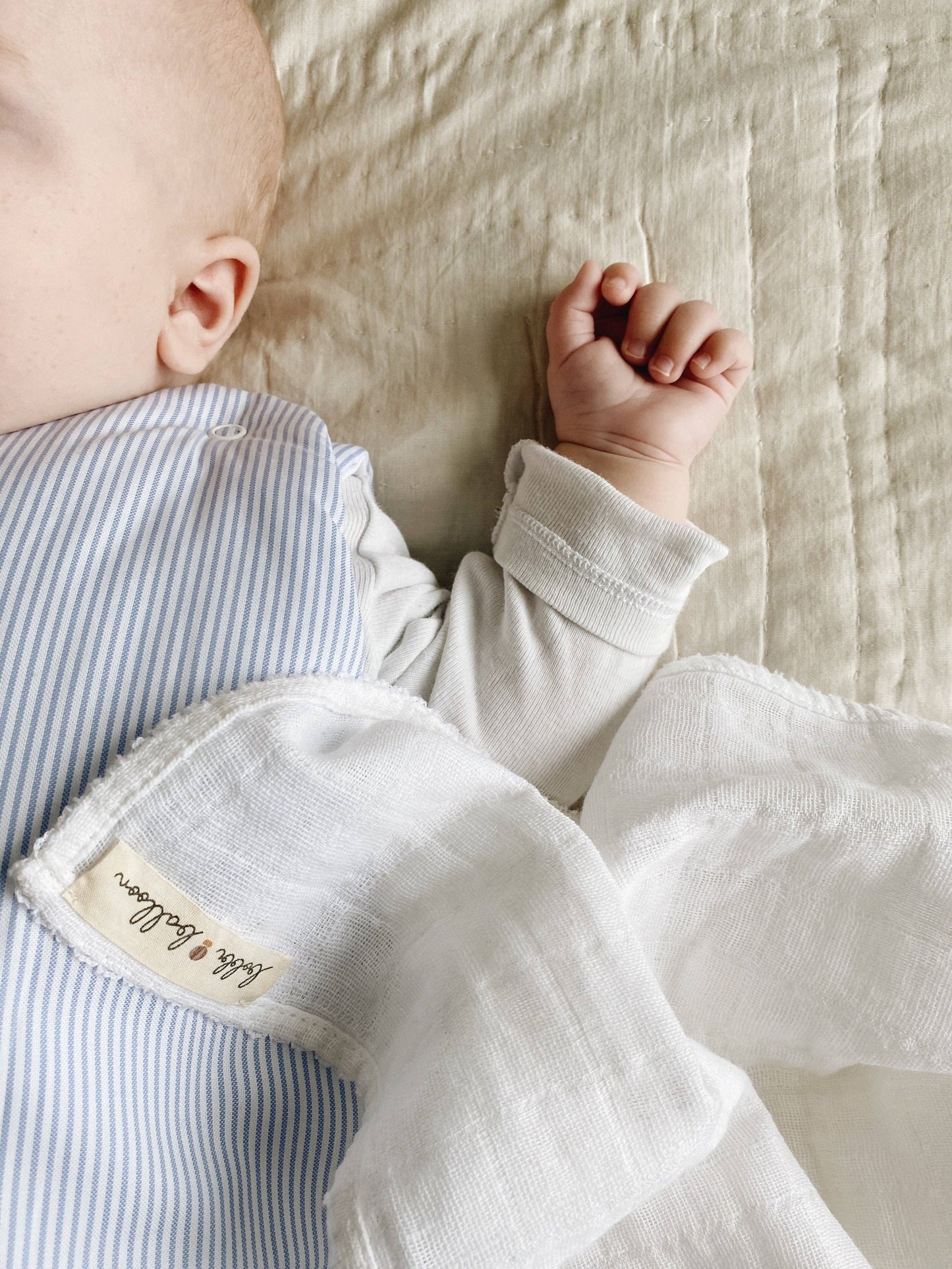 Muslin Swaddle with White Piping