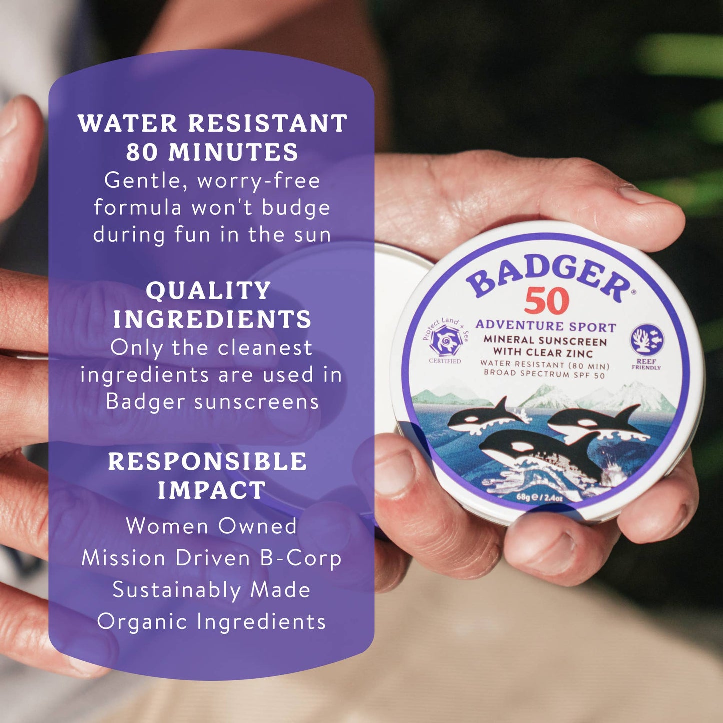 Badger Mineral Sunscreen Cream SPF 50, Adventure Tin