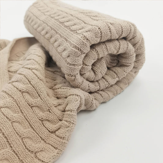 Cable Knit Baby Blanket - Beige