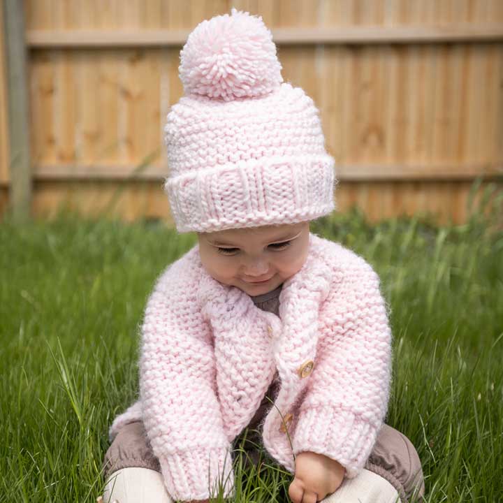 Blush Pink Garter Stitch Cardigan