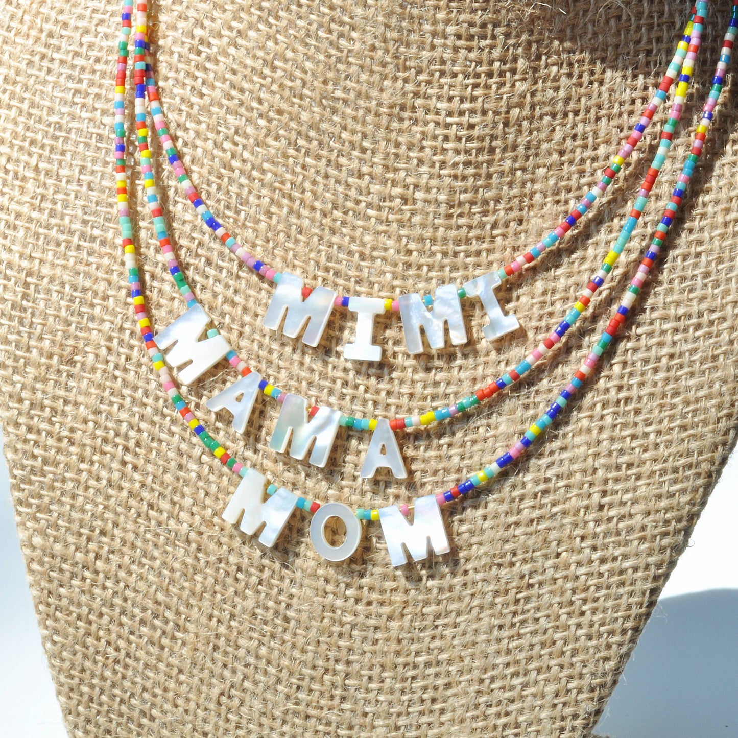 Necklace with Mother-of-Pearl Letters