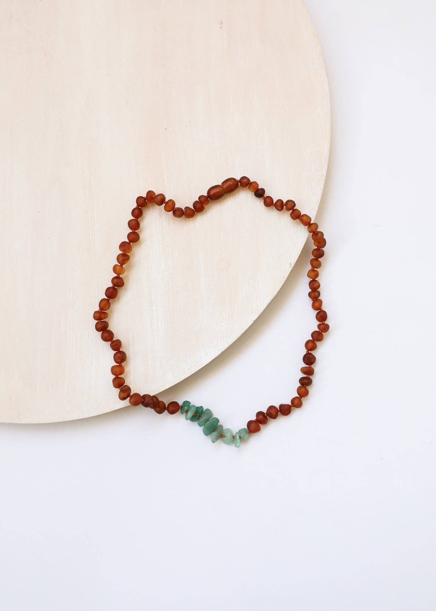 Raw Cognac Baltic Amber + Raw Aventurine Necklace