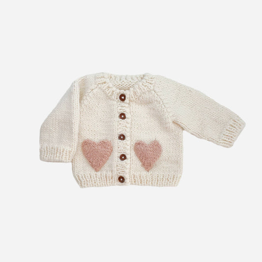 Heart Cardigan Blush Baby Sweater