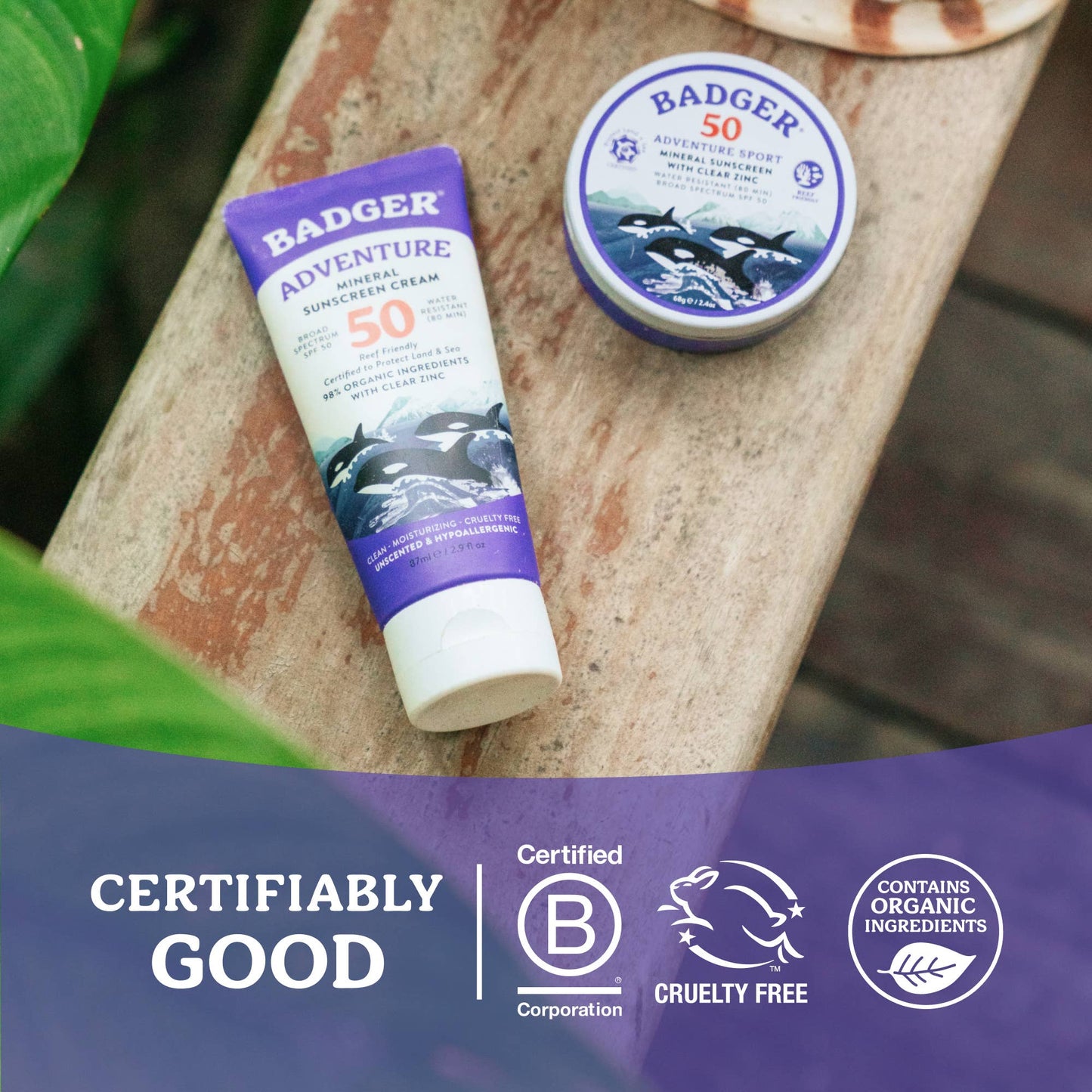 Badger Mineral Sunscreen Cream SPF 50, Adventure Tin