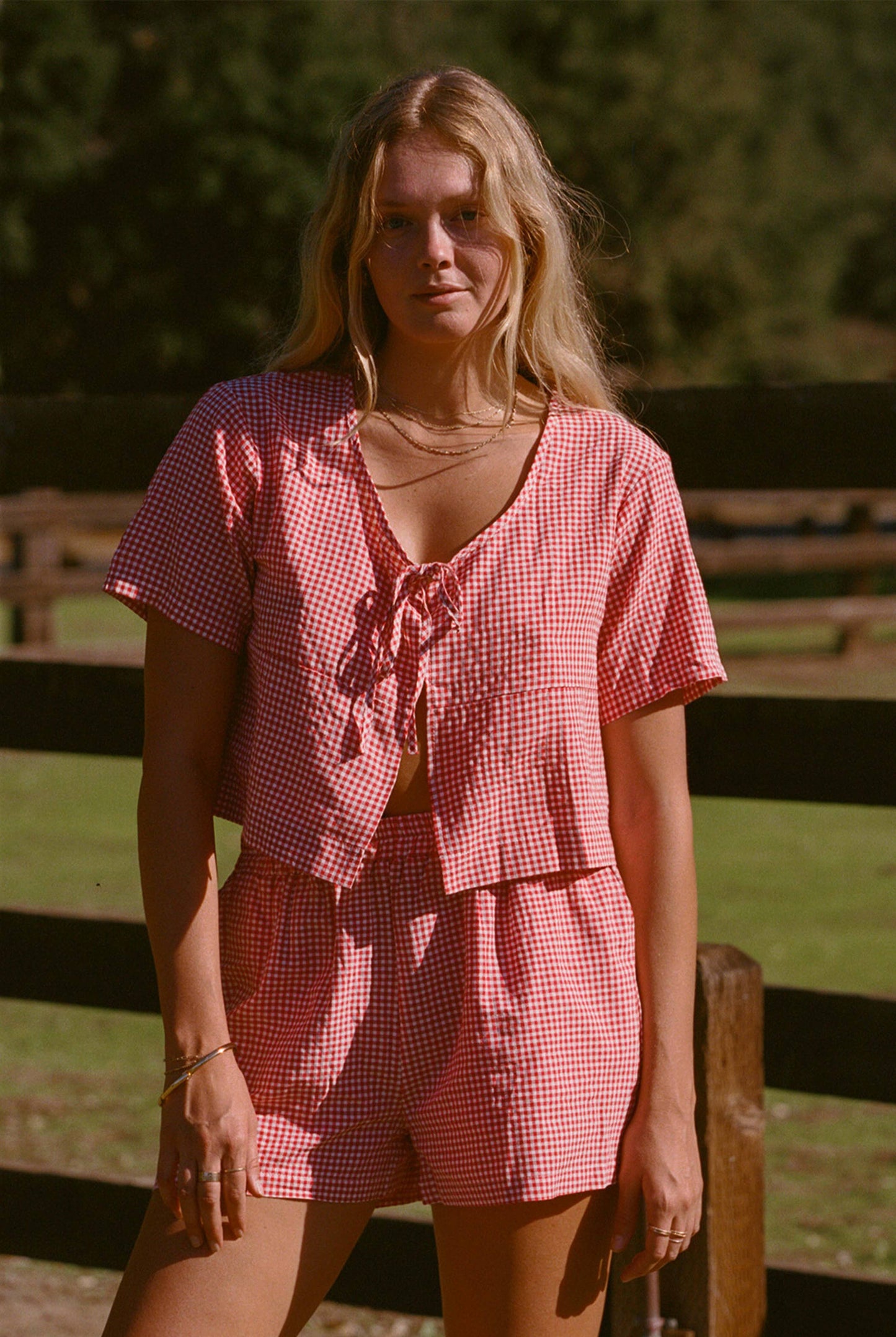 The Dylan Matching Set - Red and White Gingham Set