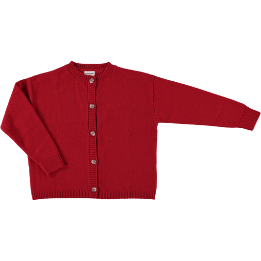 Adult Petal Wool Cardigan Scarlett Red