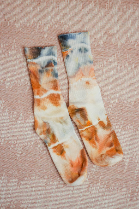 Kid Socks: Ice-Dyed Bamboo - Desert Waves