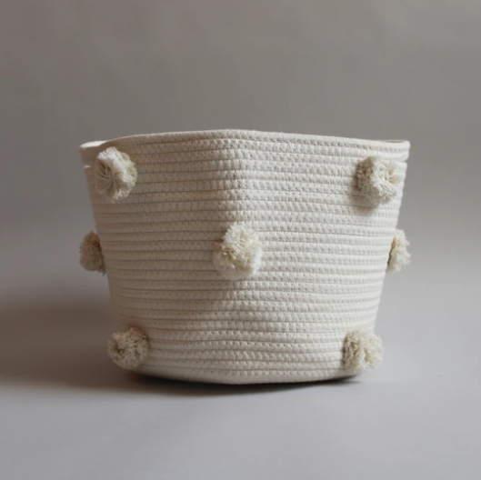 Natural Pom Basket